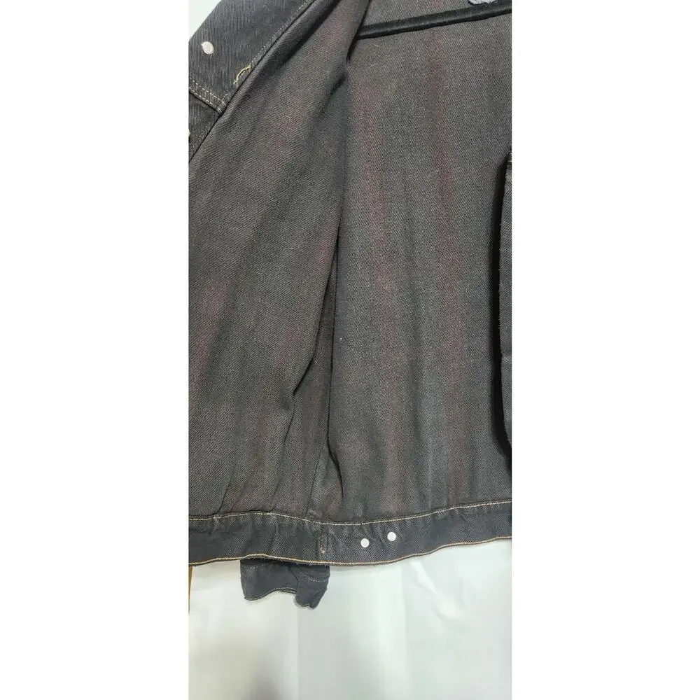 Vintage Levis Mens Black Denim Trucker Flannel Lining‎ No Size Tag SEE PICS!!!